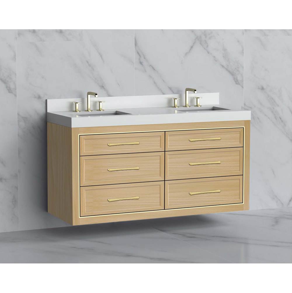 Madeli - Madeli Renaissance 60D'' Wall hung Vanity Cabinet in Natural Oak/HW: Handles Polished Chrome(PC) - Natural Oak With Polished Chrome