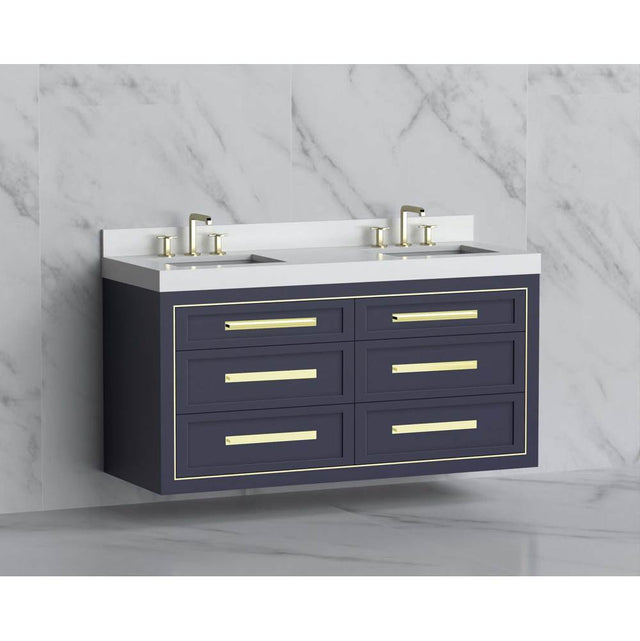 Madeli - Madeli Renaissance 60D'' Wall hung Vanity Cabinet in Sapphire/HW: Handles Brushed Nickel(BN) - Sapphire With Brushed Nickel