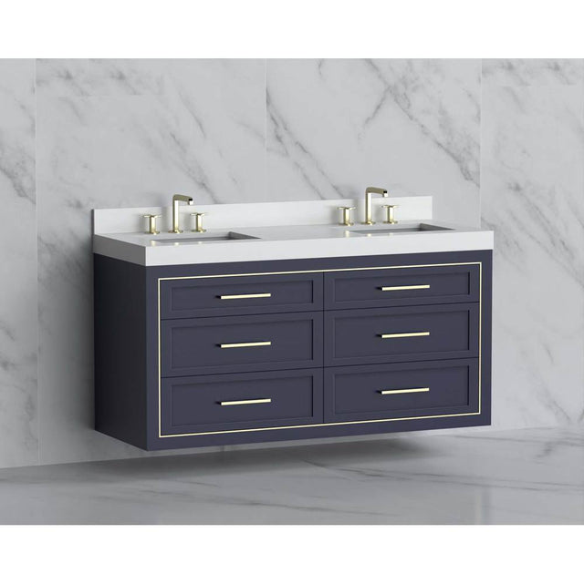 Madeli - Madeli Renaissance 60D'' Wall hung Vanity Cabinet in Sapphire/HW: Handles Matte Black(MB) - Sapphire With Matte Black
