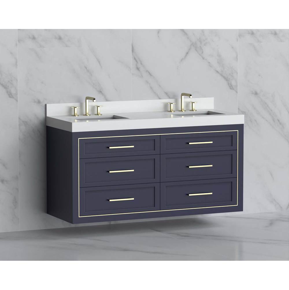 Madeli - Madeli Renaissance 60D'' Wall hung Vanity Cabinet in Sapphire/HW: Handles Satin Brass(SB) - Sapphire With Satin Brass