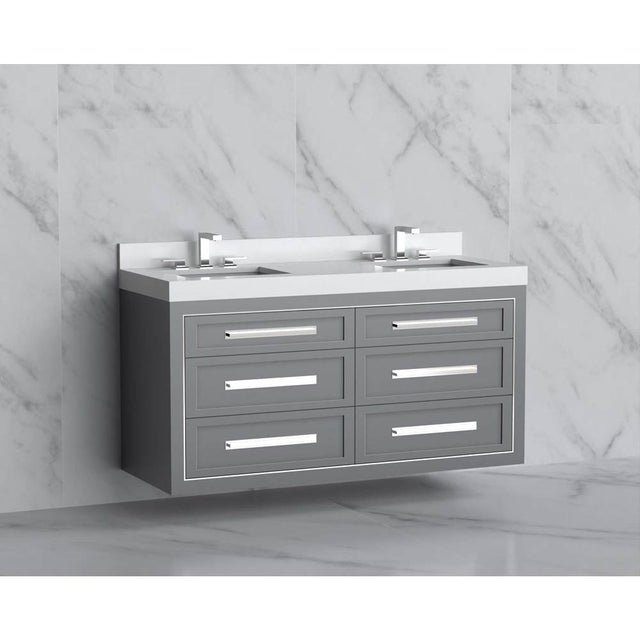Madeli - Madeli Renaissance 60D'' Wall hung Vanity Cabinet in Studio Grey/HW: Handles Polished Chrome(PC) - Studio Gray With Polished Chrome