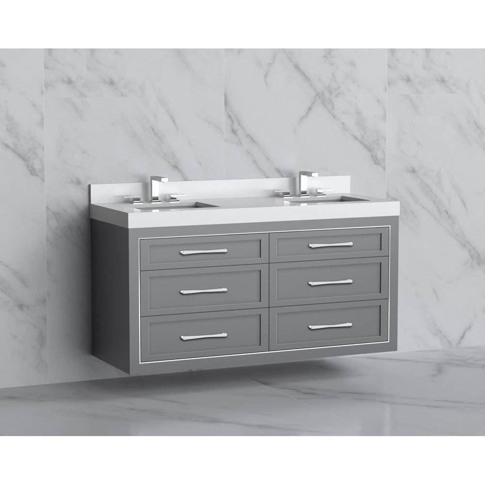 Madeli - Madeli Renaissance 60D'' Wall hung Vanity Cabinet in Studio Grey/HW: Handles Satin Brass(SB) - Studio Gray With Satin Brass