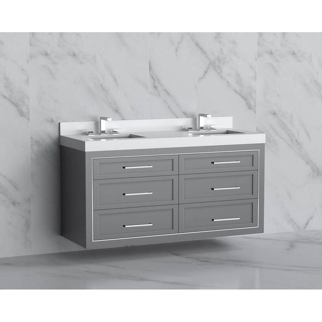 Madeli - Madeli Renaissance 60D'' Wall hung Vanity Cabinet in Studio Grey/HW: Handles Satin Brass(SB) - Studio Gray With Satin Brass