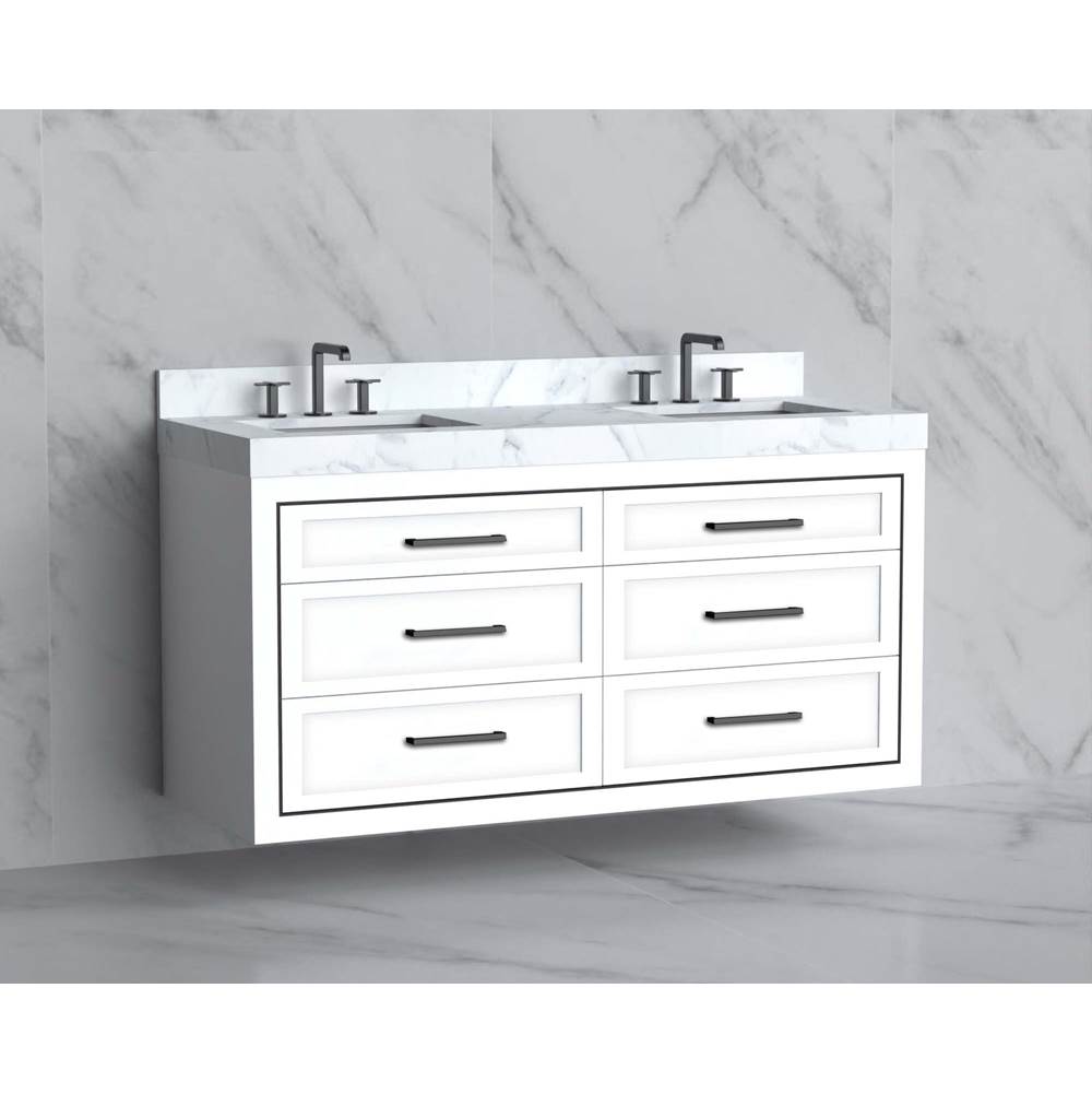 Madeli - Madeli Renaissance 60D'' Wall hung Vanity Cabinet in White/HW: Handles Polished Chrome(PC) - White With Polished Chrome