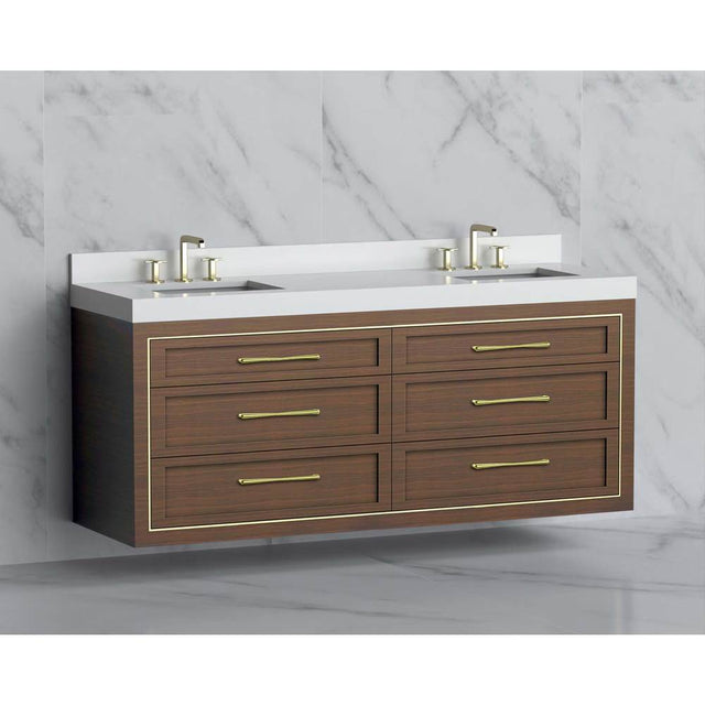 Madeli - Madeli Renaissance 72'' Wall hung Vanity Cabinet in Brandy/HW: Handles Matte Black(MB) - Brandy With Matte Black