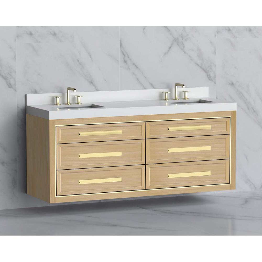 Madeli - Madeli Renaissance 72'' Wall hung Vanity Cabinet in Natural Oak/HW: Handles Satin Brass(SB) - Natural Oak With Satin Brass