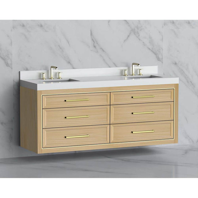 Madeli - Madeli Renaissance 72'' Wall hung Vanity Cabinet in Natural Oak/HW: Handles Satin Brass(SB) - Natural Oak With Satin Brass