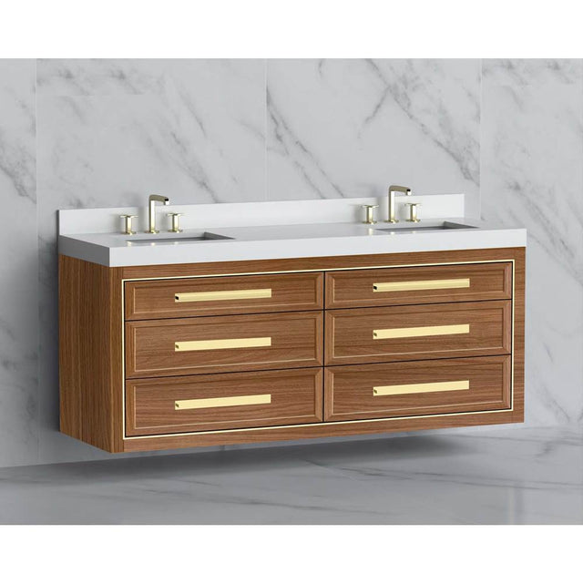 Madeli - Madeli Renaissance 72'' Wall hung Vanity Cabinet in Natural Walnut/HW: Handles Polished Chrome(PC) - Natural Walnut With Polished Chrome