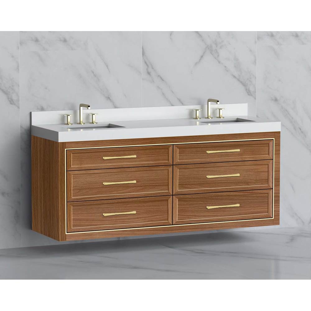 Madeli - Madeli Renaissance 72'' Wall hung Vanity Cabinet in Natural Walnut/HW: Handles Polished Nickel(PN) - Natural Walnut With Polished Nickel