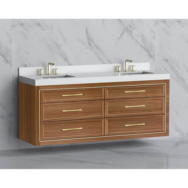Madeli - Madeli Renaissance 72'' Wall hung Vanity Cabinet in Natural Walnut/HW: Handles Polished Nickel(PN) - Natural Walnut With Polished Nickel