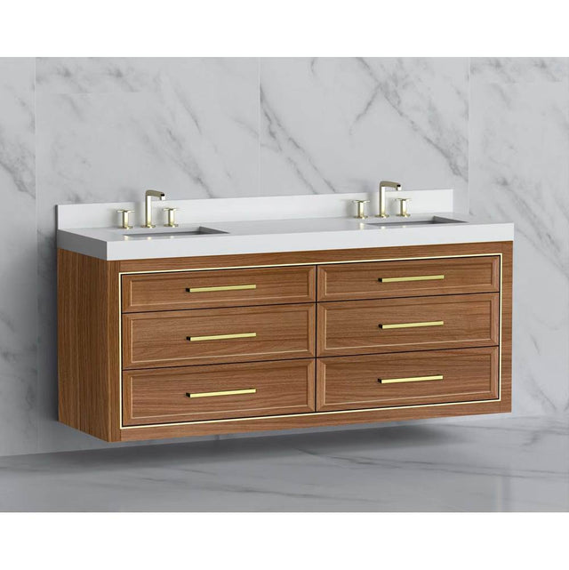 Madeli - Madeli Renaissance 72'' Wall hung Vanity Cabinet in Natural Walnut/HW: Handles Matte Black(MB) - Natural Walnut With Matte Black