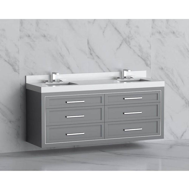 Madeli - Madeli Renaissance 72'' Wall hung Vanity Cabinet in Studio Grey/HW: Handles Polished Chrome(PC) - Studio Gray With Polished Chrome