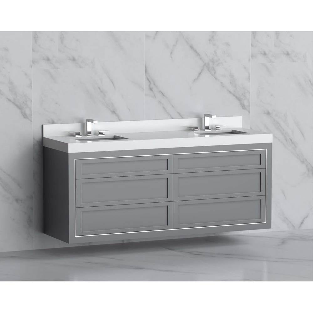 Madeli - Madeli Renaissance 72'' Wall hung Vanity Cabinet in Studio Grey - No Handles - Inlay in Brushed Nickel(BN) - Studio Gray With Brushed Nickel