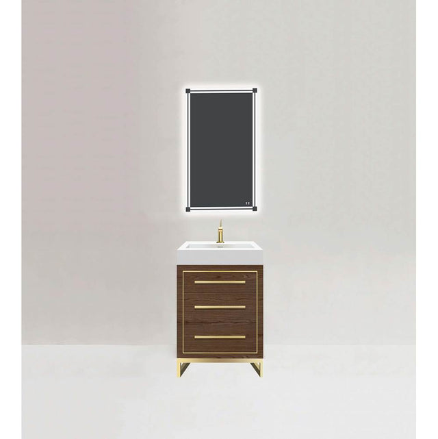 Madeli - Madeli Estate 24'' Free Standing Vanity Cabinet in Brandy/HW: Satin Brass(SB) - Brandy With Satin Brass