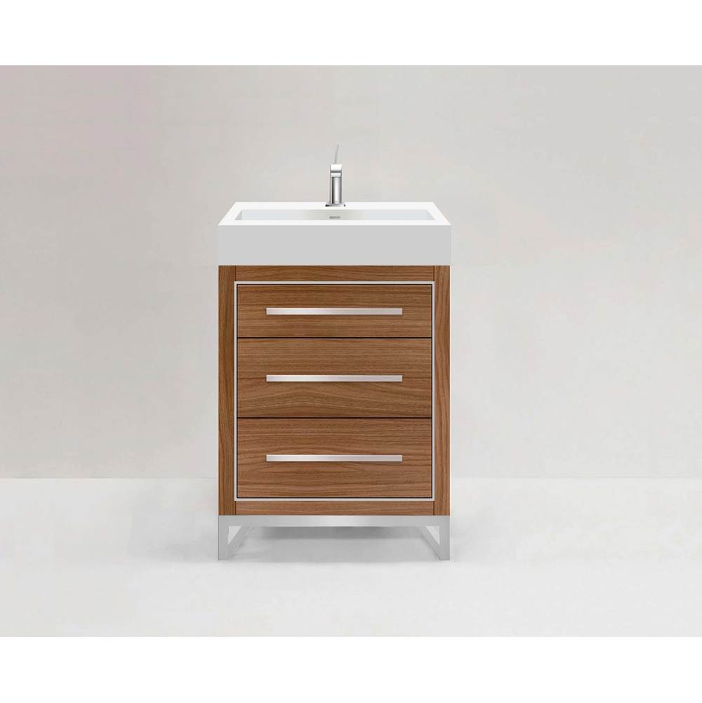 Madeli - Madeli Estate 24'' Free standing Vanity Cabinet in Natural Walnut/HW: Brushed Nickel(BN) - Natural Walnut With Brushed Nickel