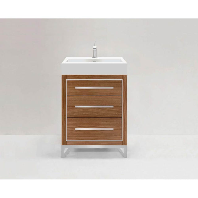 Madeli - Madeli Estate 24'' Free standing Vanity Cabinet in Natural Walnut/HW: Polished Chrome(PC) - Natural Walnut With Polished Chrome