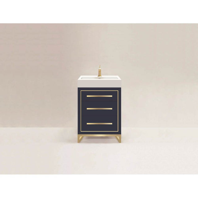 Madeli - Madeli Estate 24'' Free standing Vanity Cabinet in Sapphire/HW: Matte Black(MB) - Sapphire With Matte Black