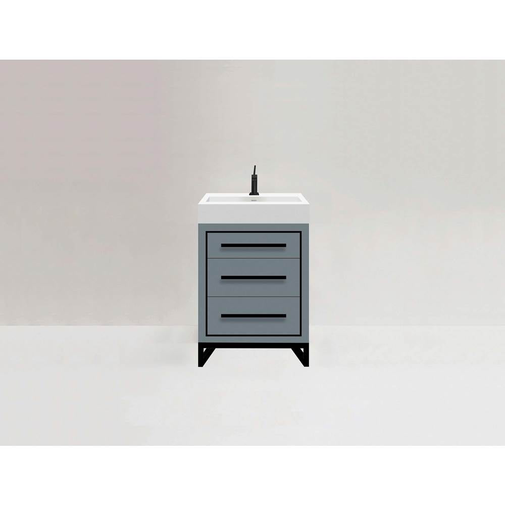 Madeli - Madeli Estate 24'' Free standing Vanity Cabinet in Studio Grey/HW: Matte Black(MB) - Studio Gray With Matte Black