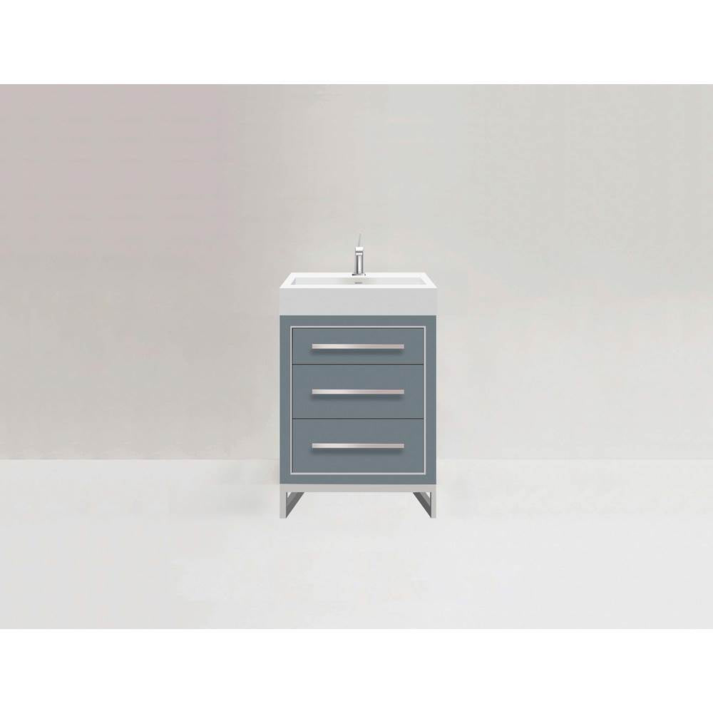 Madeli - Madeli Estate 24'' Free standing Vanity Cabinet in Studio Grey/HW: Polished Chrome(PC) - Studio Gray With Polished Chrome
