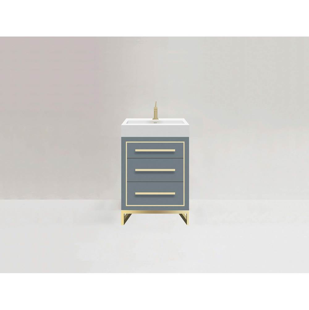 Madeli - Madeli Estate 24'' Free standing Vanity Cabinet in Studio Grey/HW: Satin Brass(SB) - Studio Gray With Satin Brass