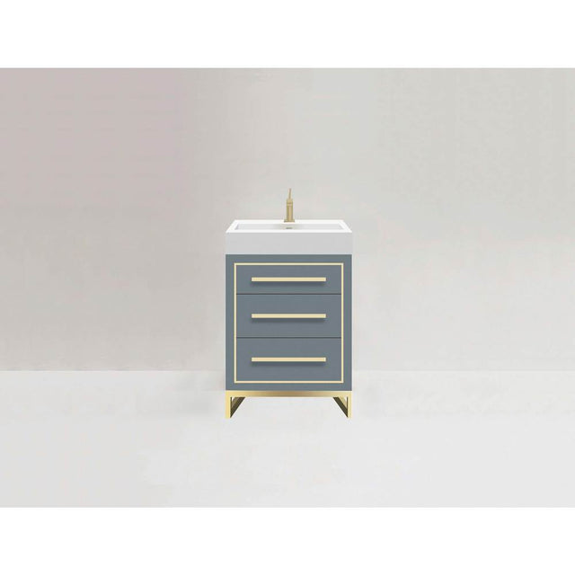 Madeli - Madeli Estate 24'' Free standing Vanity Cabinet in Studio Grey/HW: Satin Brass(SB) - Studio Gray With Satin Brass
