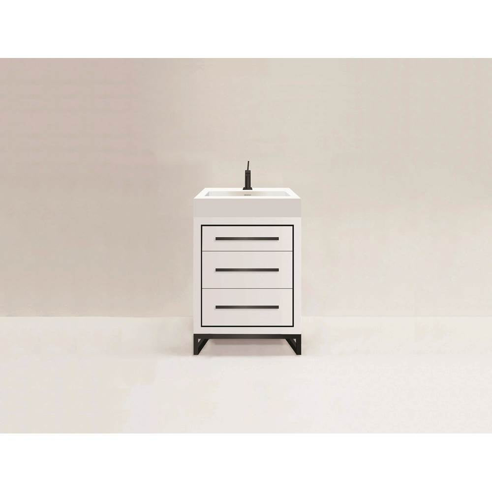 Madeli - Madeli Estate 24'' Free Standing Vanity Cabinet in  White/HW: Polished Nickel(PN) - White With Polished Nickel