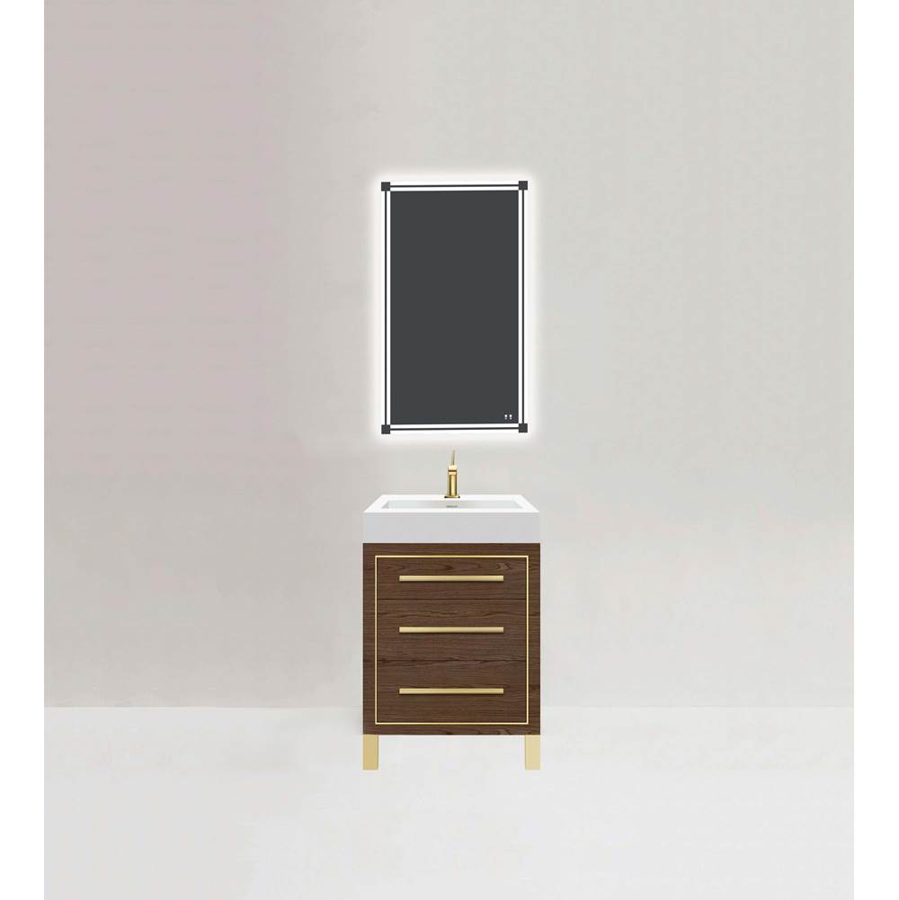 Madeli - Madeli Estate 24'' Free standing Vanity Cabinet in Brandy/HW: Satin Brass(SB) - Brandy With Satin Brass