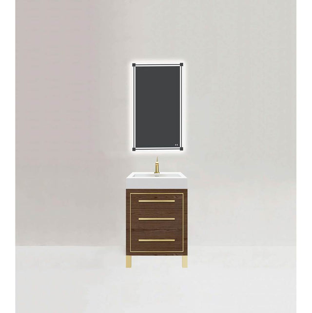 Madeli - Madeli Estate 24'' Free standing Vanity Cabinet in Brandy/HW: Satin Brass(SB) - Brandy With Satin Brass