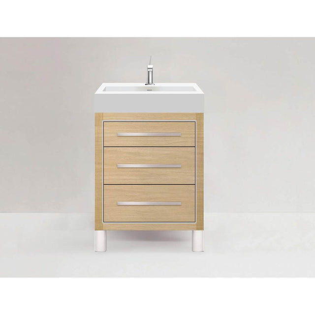 Madeli - Madeli Estate 24'' Free standing Vanity Cabinet in Natural Oak/HW: Polished Nickel(PN) - Natural Oak With Polished Nickel