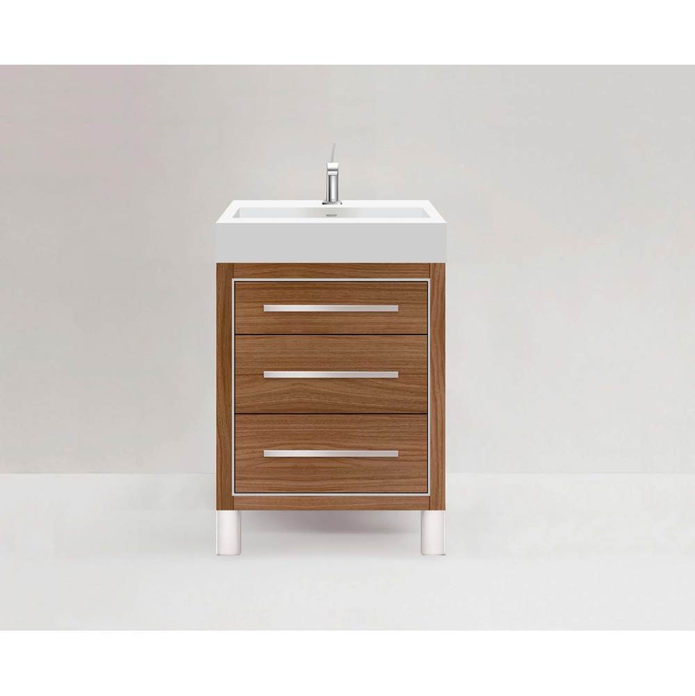 Madeli - Madeli Estate 24'' Free standing Vanity Cabinet in Natural Walnut/HW: Polished Nickel(PN) - Natural Walnut With Polished Nickel