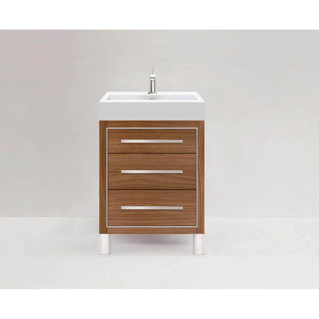 Madeli - Madeli Estate 24'' Free standing Vanity Cabinet in Natural Walnut/HW: Polished Nickel(PN) - Natural Walnut With Polished Nickel