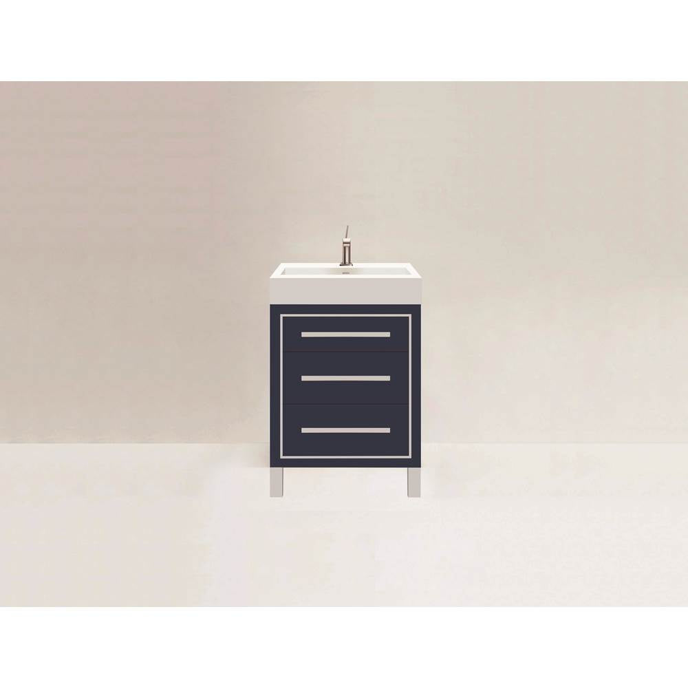 Madeli - Madeli Estate 24'' Free standing Vanity Cabinet in Sapphire/HW: Brushed Nickel(BN) - Sapphire With Brushed Nickel
