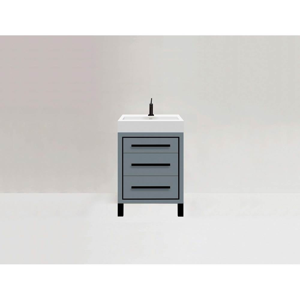 Madeli - Madeli Estate 24'' Free standing Vanity Cabinet in Studio Grey/HW: Matte Black(MB) - Studio Gray With Matte Black