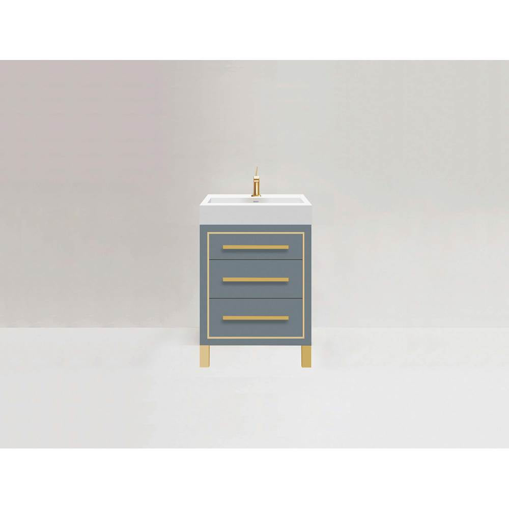 Madeli - Madeli Estate 24'' Free standing Vanity Cabinet in Studio Grey/HW: Satin Brass(SB) - Studio Gray With Satin Brass