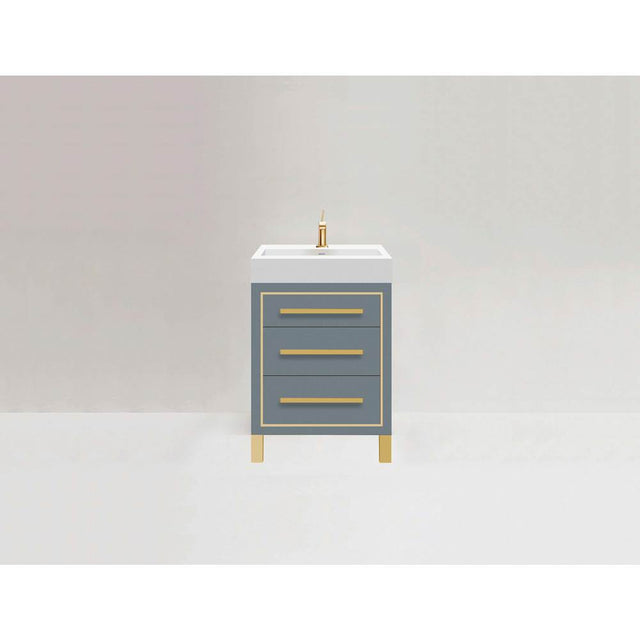 Madeli - Madeli Estate 24'' Free standing Vanity Cabinet in Studio Grey/HW: Satin Brass(SB) - Studio Gray With Satin Brass