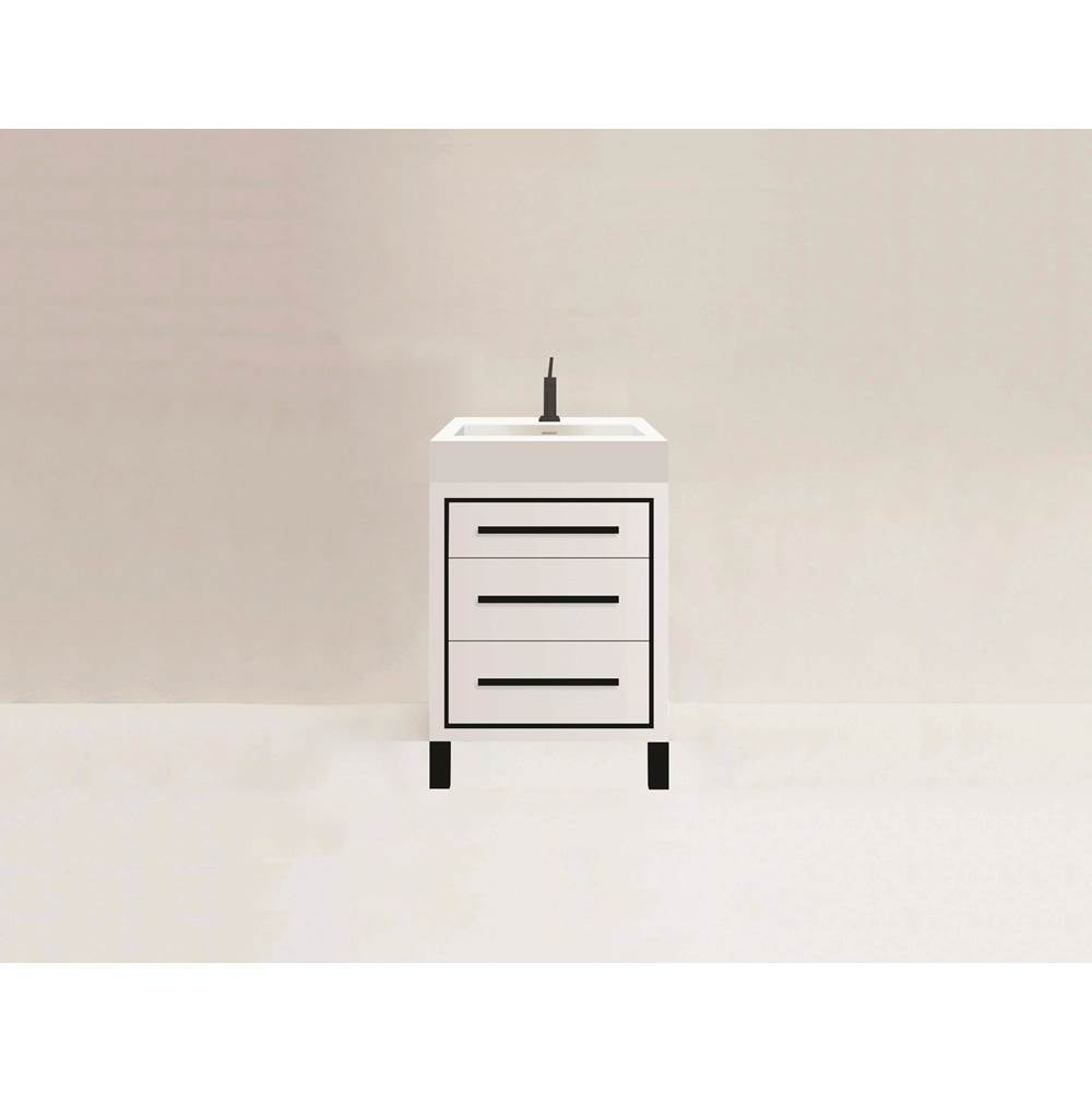 Madeli - Madeli Estate 24'' Free standing Vanity Cabinet in White/HW: Black(MB) - White With Matte Black