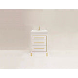 Madeli - Madeli Estate 24'' Free standing Vanity Cabinet in White/HW: Satin Brass(SB) - White With Satin Brass