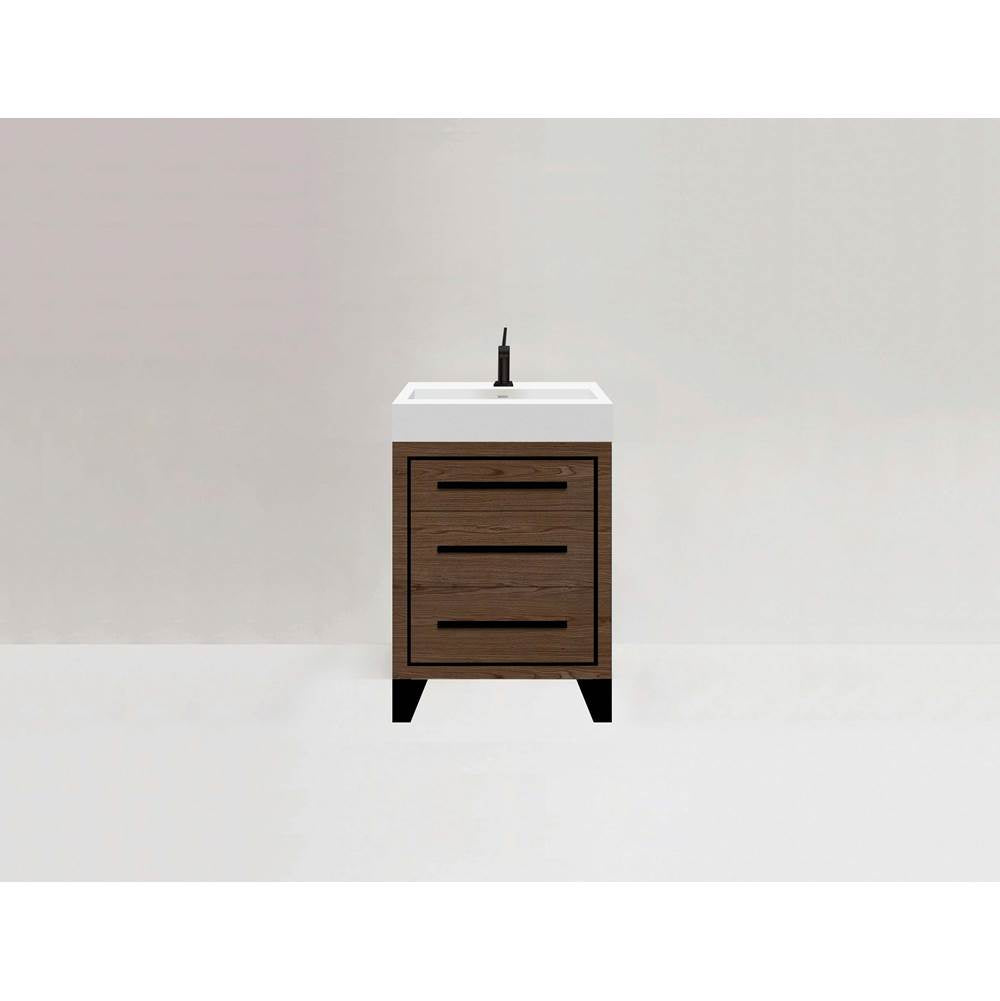 Madeli - Madeli Estate 24'' Free standing Vanity Cabinet in Brandy/HW: Matte Black(MB) - Brandy With Matte Black