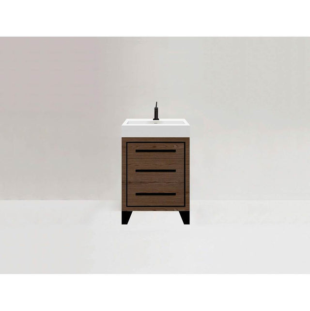 Madeli - Madeli Estate 24'' Free standing Vanity Cabinet in Brandy/HW: Matte Black(MB) - Brandy With Matte Black