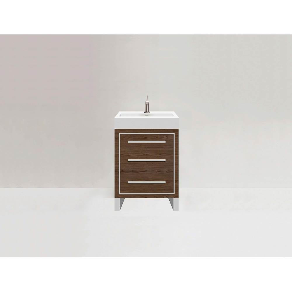 Madeli - Madeli Estate 24'' Free standing Vanity Cabinet in Brandy/HW: Polished Nickel(PN) - Brandy With Polished Nickel