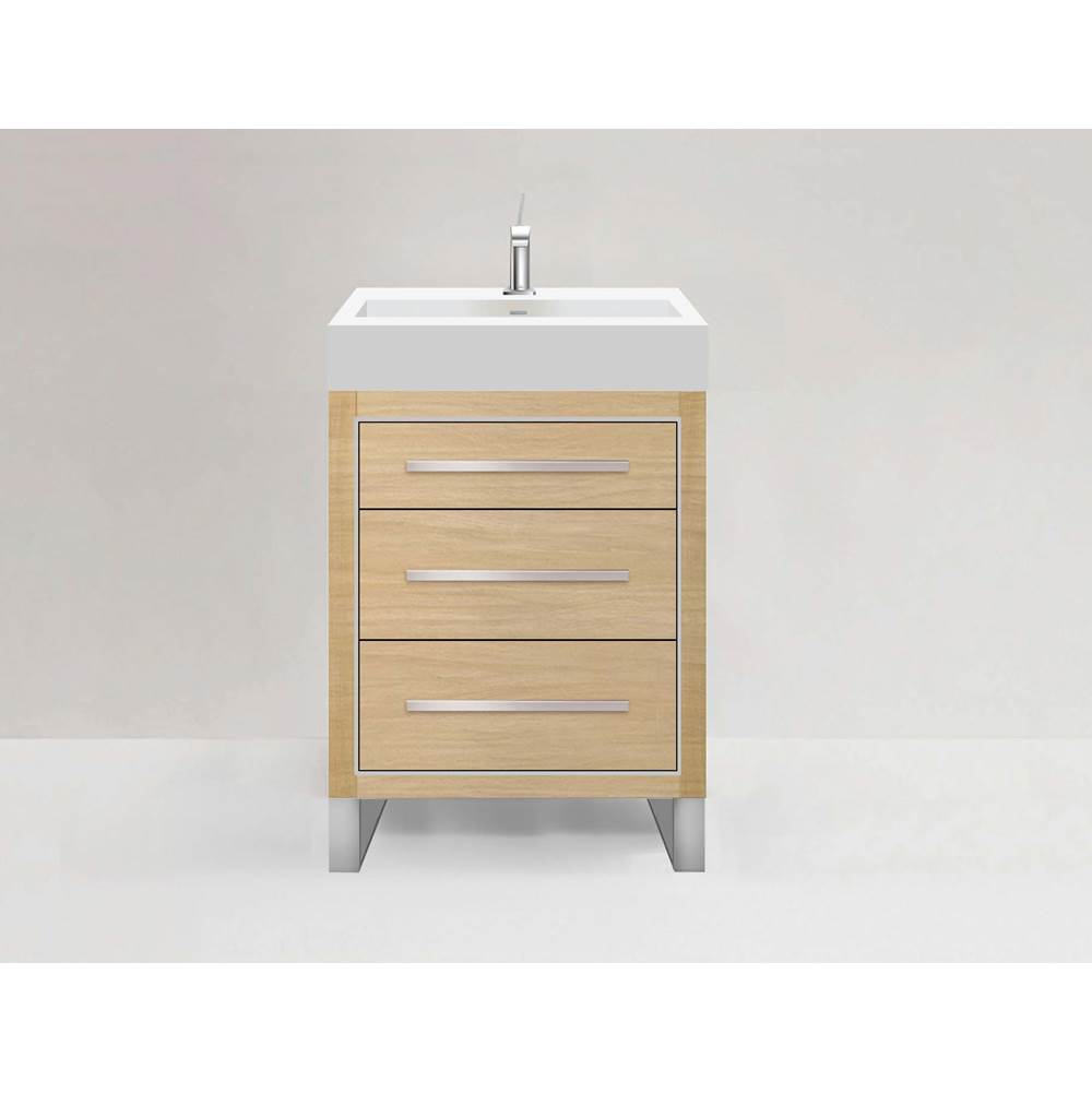 Madeli - Madeli Estate 24'' Free standing Vanity Cabinet in Natural Oak/HW: Satin Brass(SB) - Natural Oak With Satin Brass