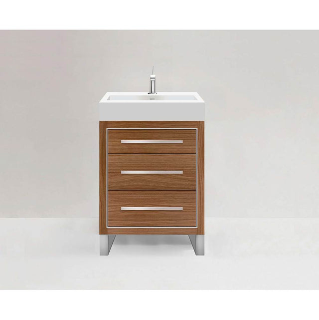 Madeli - Madeli Estate 24'' Free standing Vanity Cabinet in Natural Walnut/HW: Matte Black(MB) - Natural Walnut With Matte Black