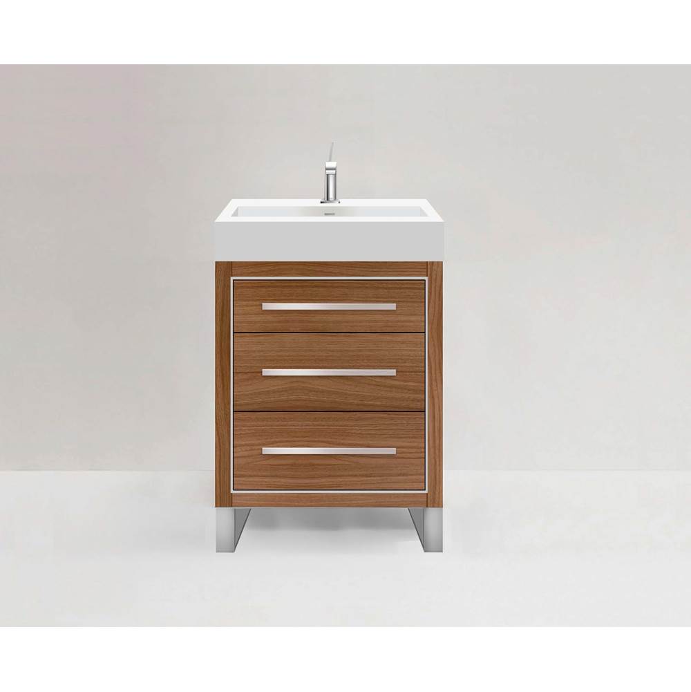 Madeli - Madeli Estate 24'' Free standing Vanity Cabinet in Natural Walnut/HW: Polished Chrome(PC) - Natural Walnut With Polished Chrome