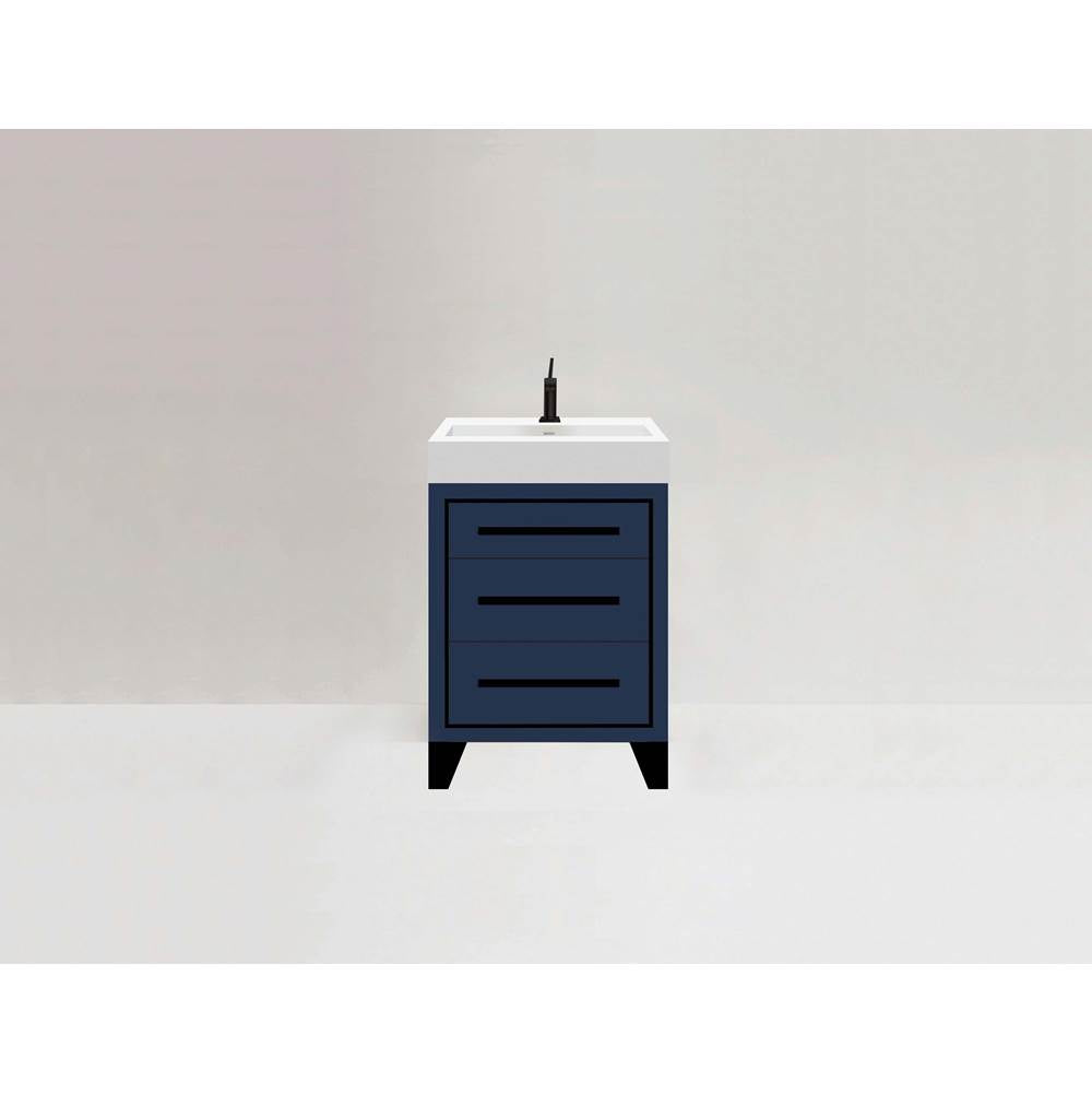 Madeli - Madeli Estate 24'' Free standing Vanity Cabinet in Sapphire/HW: Matte Black(MB) - Sapphire With Matte Black