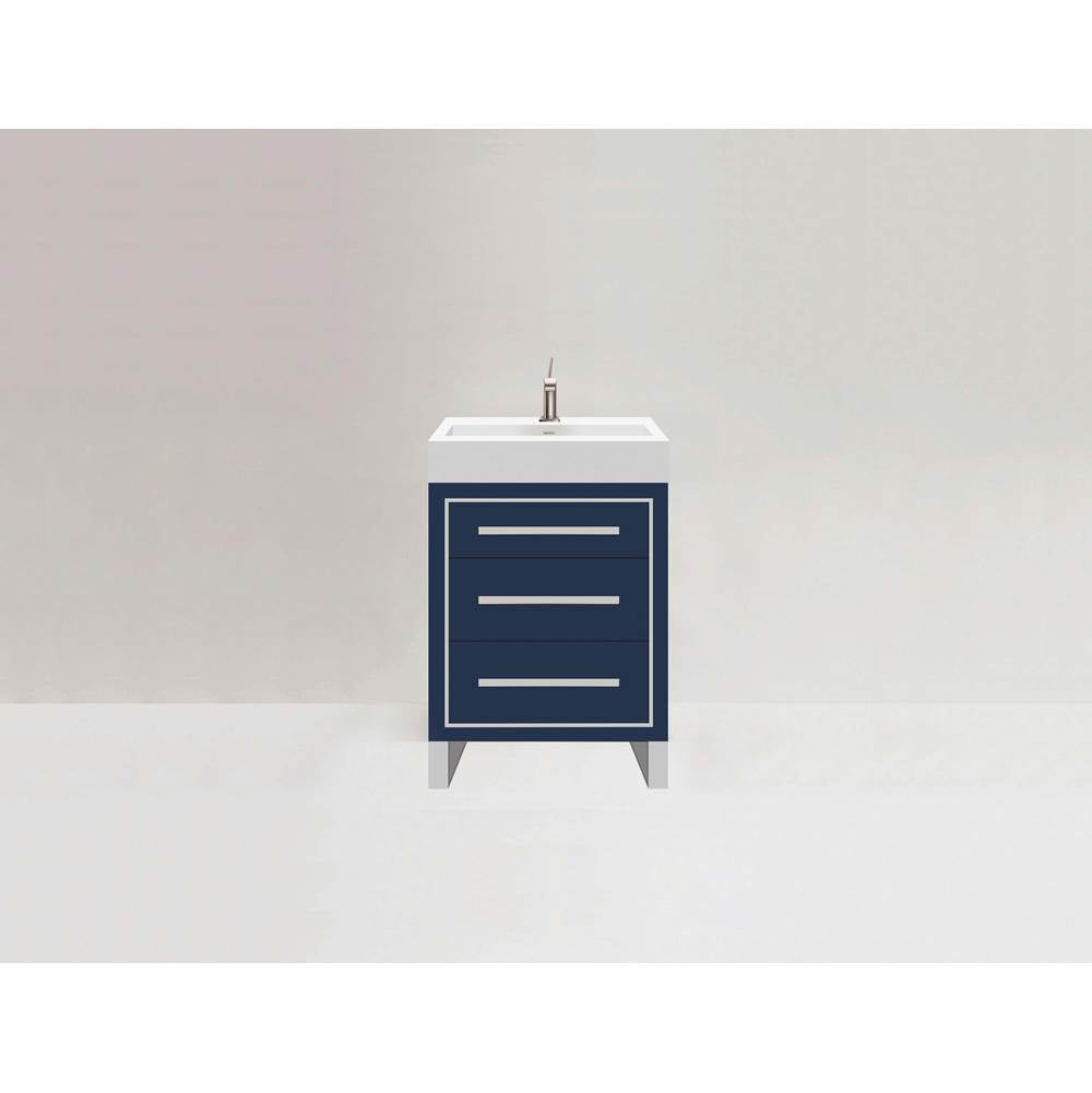 Madeli - Madeli Estate 24'' Free standing Vanity Cabinet in Sapphire/HW: Polished Chrome(PC) - Sapphire With Polished Chrome