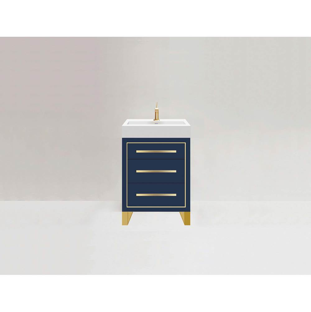 Madeli - Madeli Estate 24'' Free standing Vanity Cabinet in Sapphire/HW: Satin Brass(SB) - Sapphire With Satin Brass