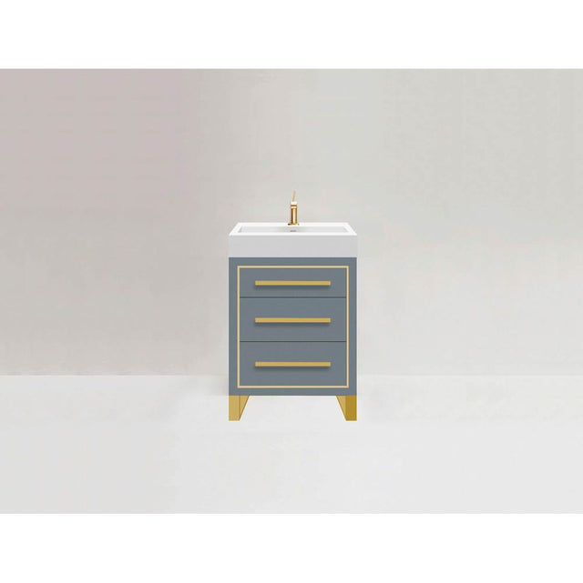 Madeli - Madeli Estate 24'' Free standing Vanity Cabinet in Studio Grey/HW: Satin Brass(SB) - Studio Gray With Satin Brass