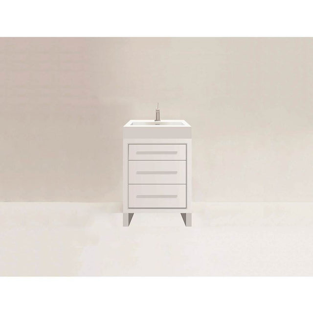 Madeli - Madeli Estate 24'' Free standing Vanity Cabinet in White/HW: Polished Nickel(PN) - White With Polished Nickel