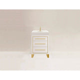 Madeli - Madeli Estate 24'' Free standing Vanity Cabinet in White/HW: Satin Brass(SB) - White With Satin Brass