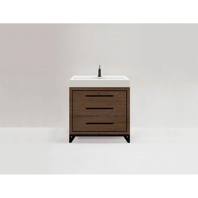 Madeli - Madeli Estate 30'' Free Standing Vanity Cabinet in Brandy/HW: Matte Black(MB) - Brandy With Matte Black